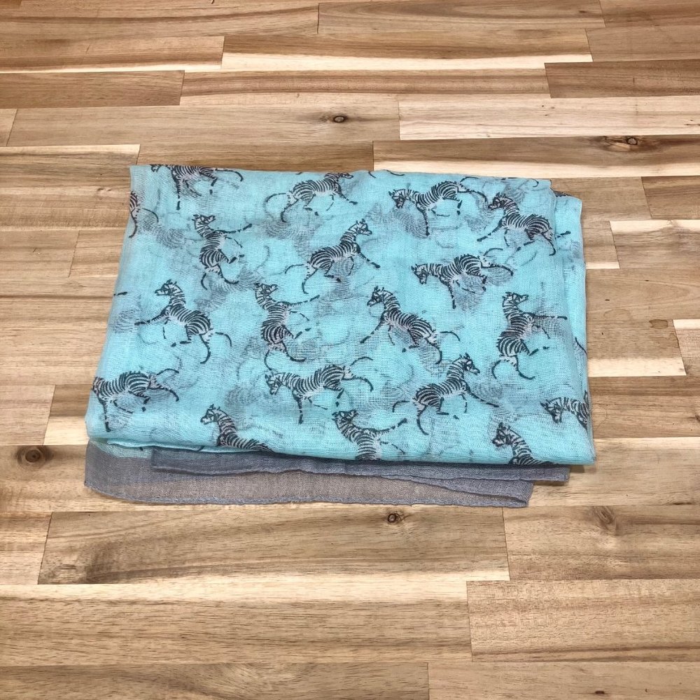 Zebra print light blue scarf